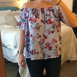 Floral off the shoulder shirt